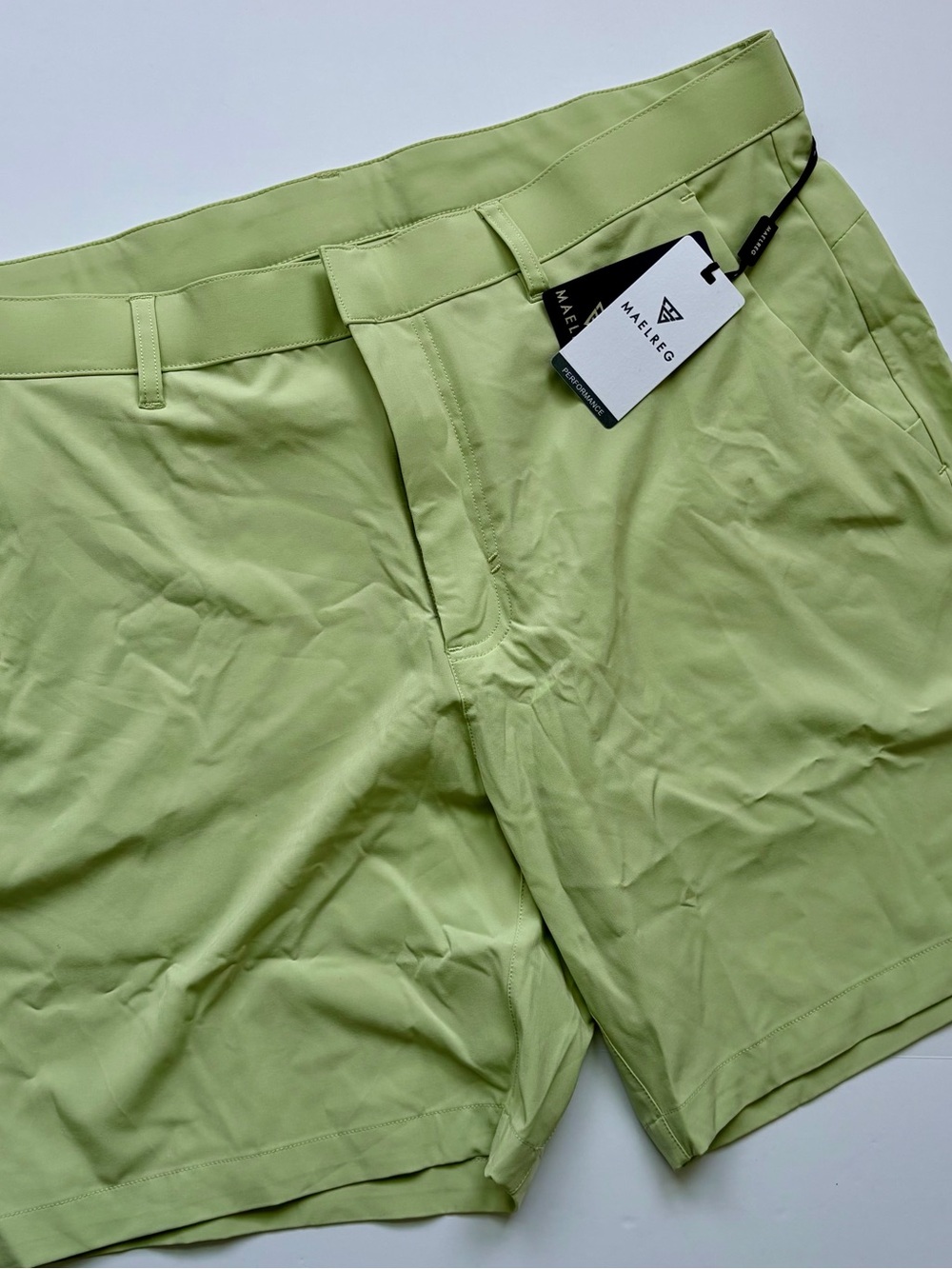 MAELREG Men's Light Lime Flat Front Performance Shorts